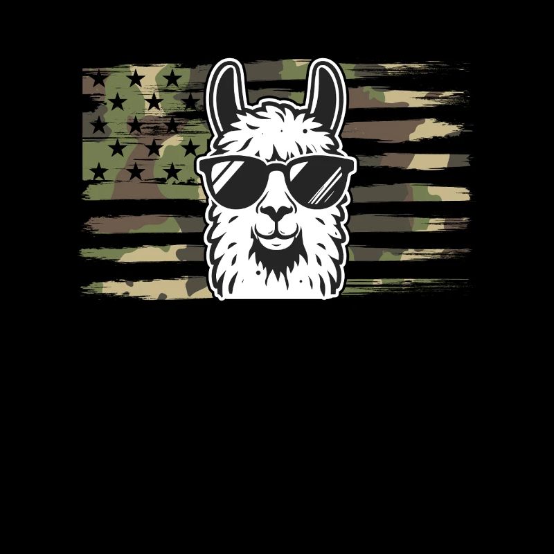 Llama Camouflage US Flag Llama