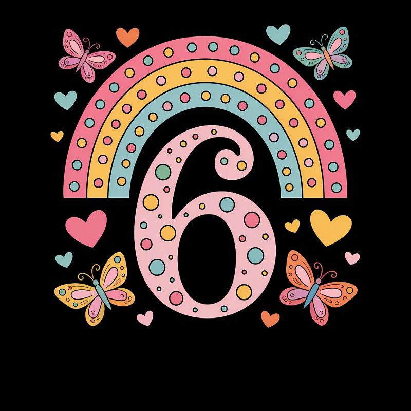 Regenbogen Schmetterling 6. Geburtstag Mädchen