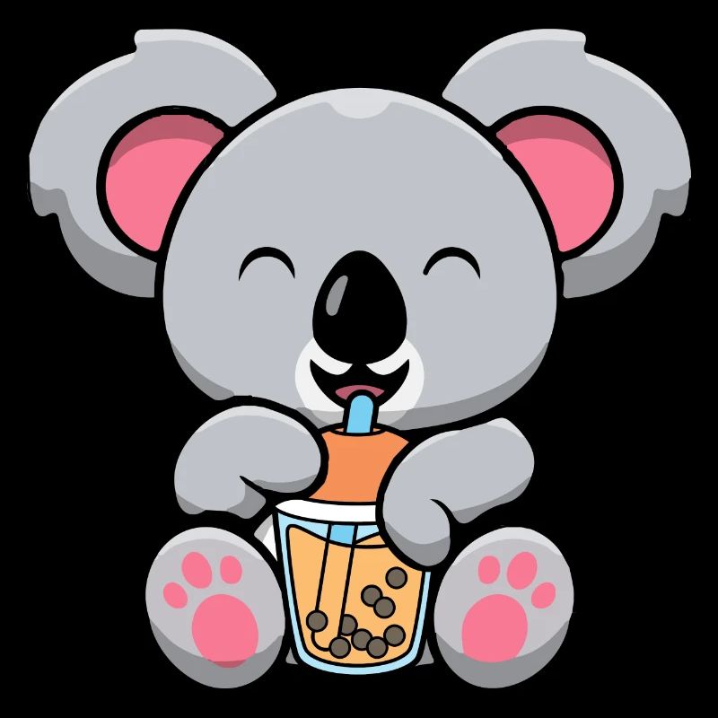 Bubble Milk Tea Koala Drinking Boba Milk Tea