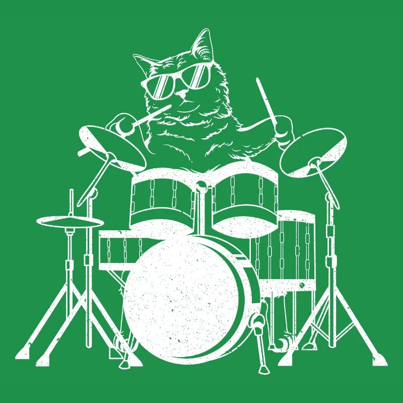 Drum-playing cat