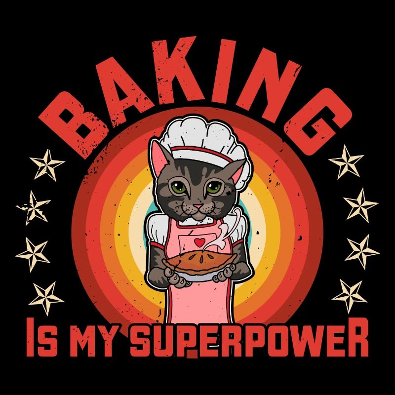 Bäcker Katze Kuchen Essen Backen Hobby Spruch