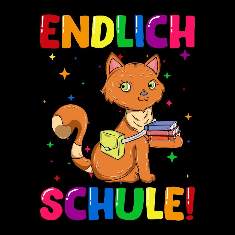 Endlich Schule Katze Einschulung Schulkind
