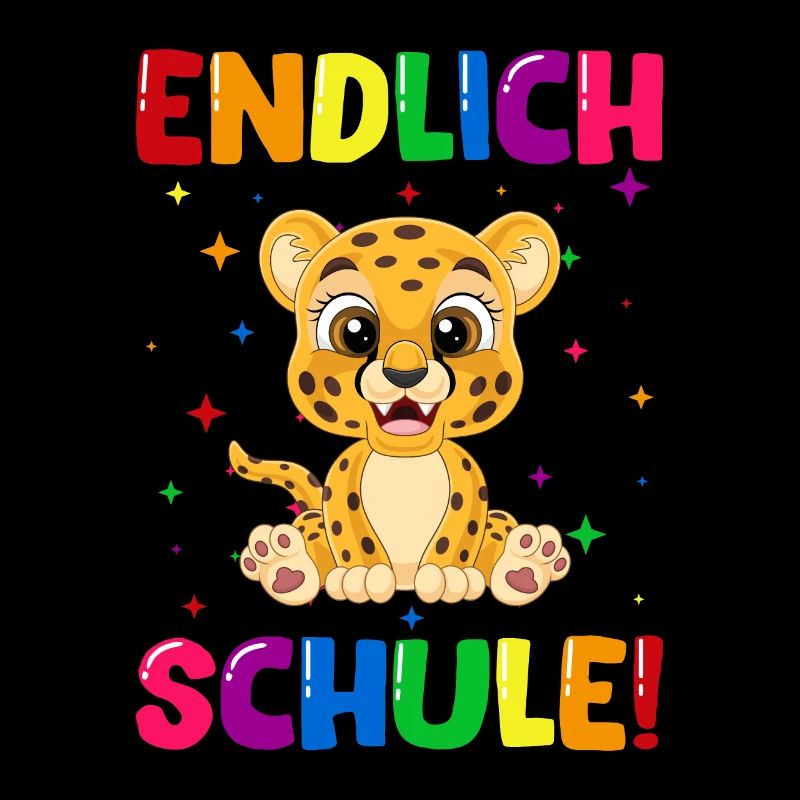 Endlich Schule Leopard Einschulung Schulkind