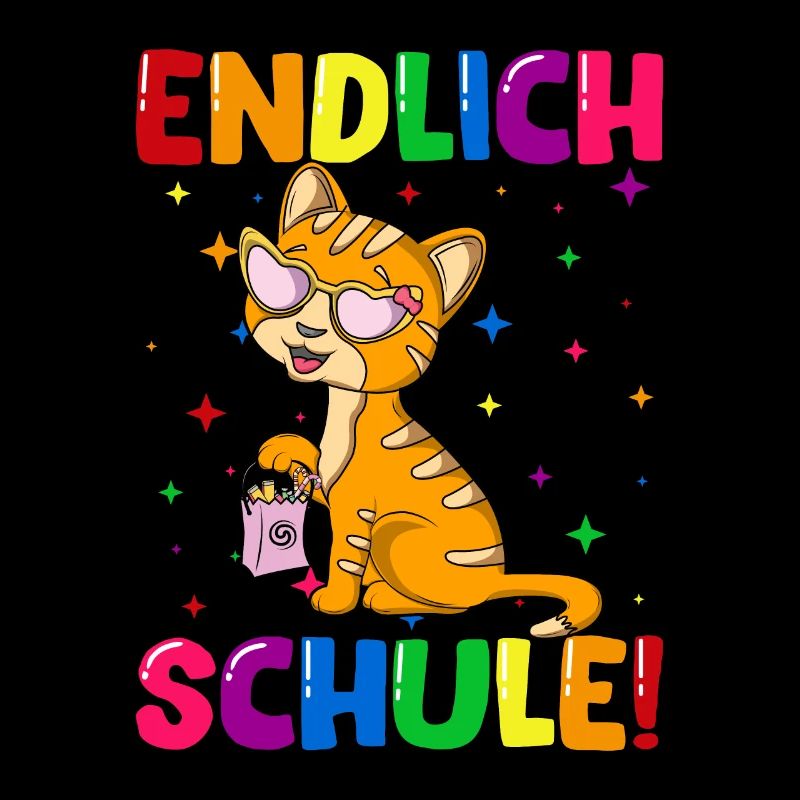 Endlich Schule Kätzchen Einschulung Schulkind