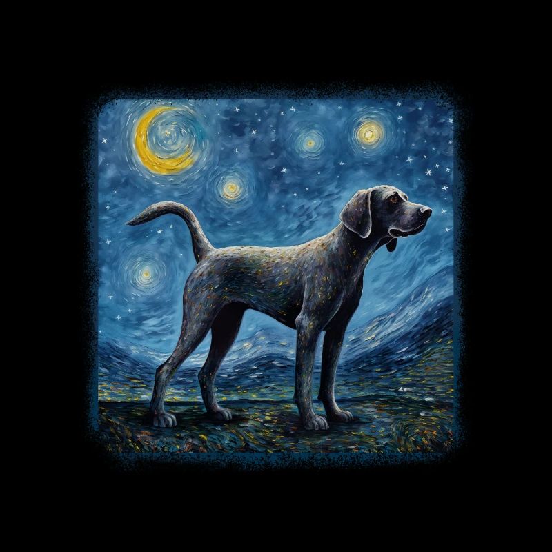 German Shorthaired Pointer Van gogh starry night