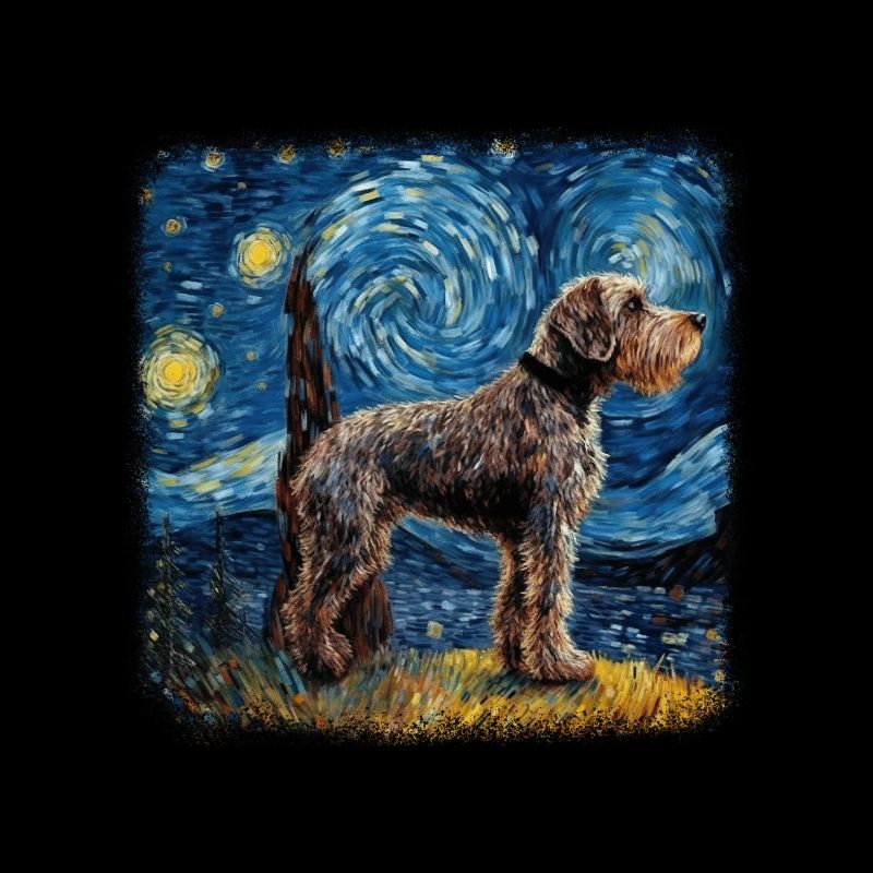 German Wirehaired Pointer Van gogh starry night
