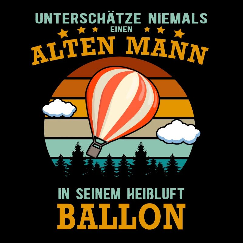 Alter Mann mit Heißluftballon - Ballonfahrer Retro