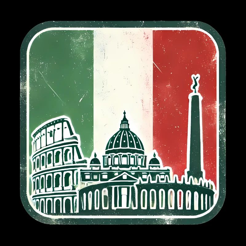 Italian Flag Landmarks Silhouette