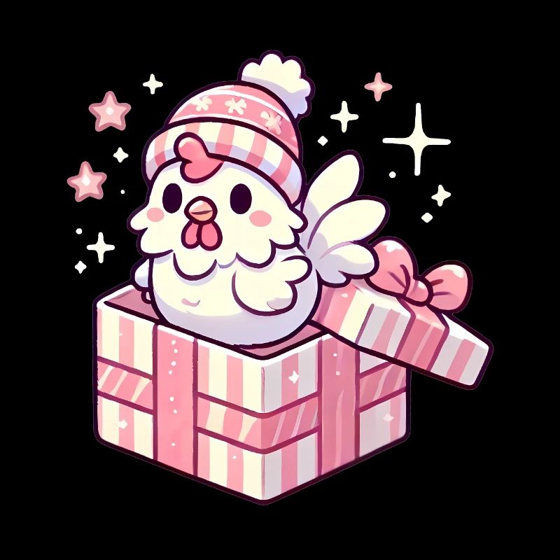 Merry Rooster in Winter Hat Gift Box