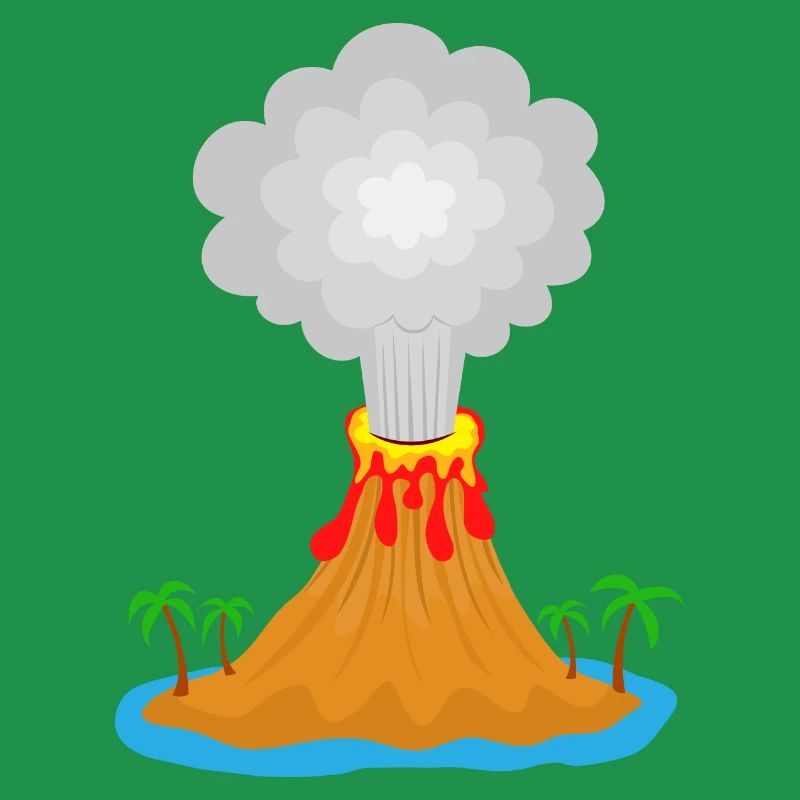Vulkan, Eruption, Vulkaninsel, Lava, Palmen, Berg