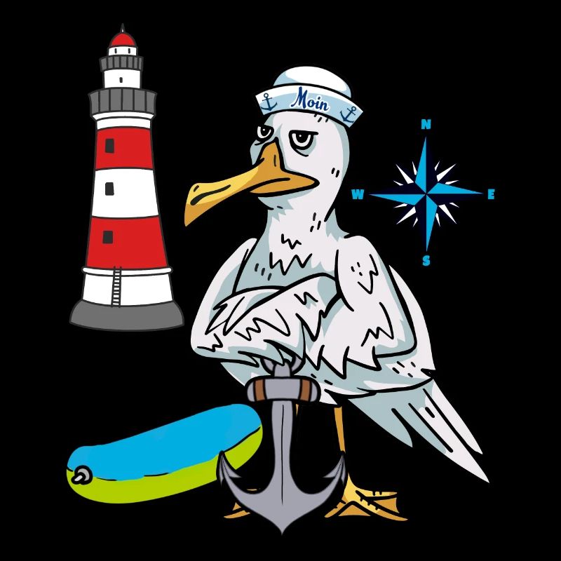Möwe Möwen Leuchtturm Kompass Seefahrer Ahoi