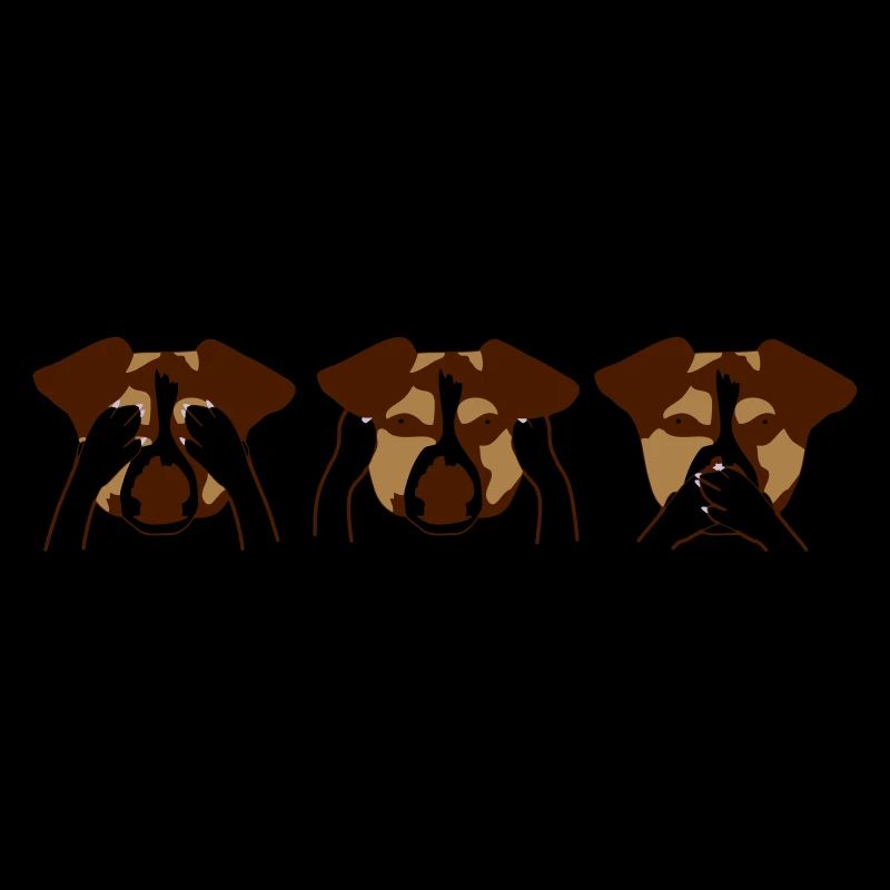3 monkeys motif with dogs Do not see, hear,