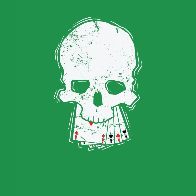 Totenkopf mit Karten Skat oder Poker Kartenspiel