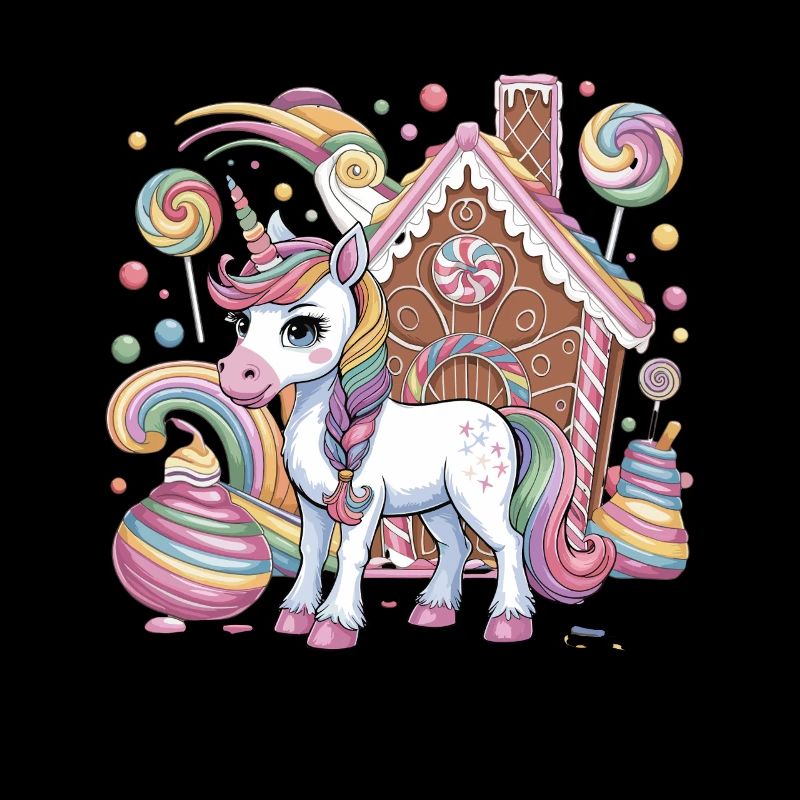 Magisches Einhorn und Lebkuchenhaus mit