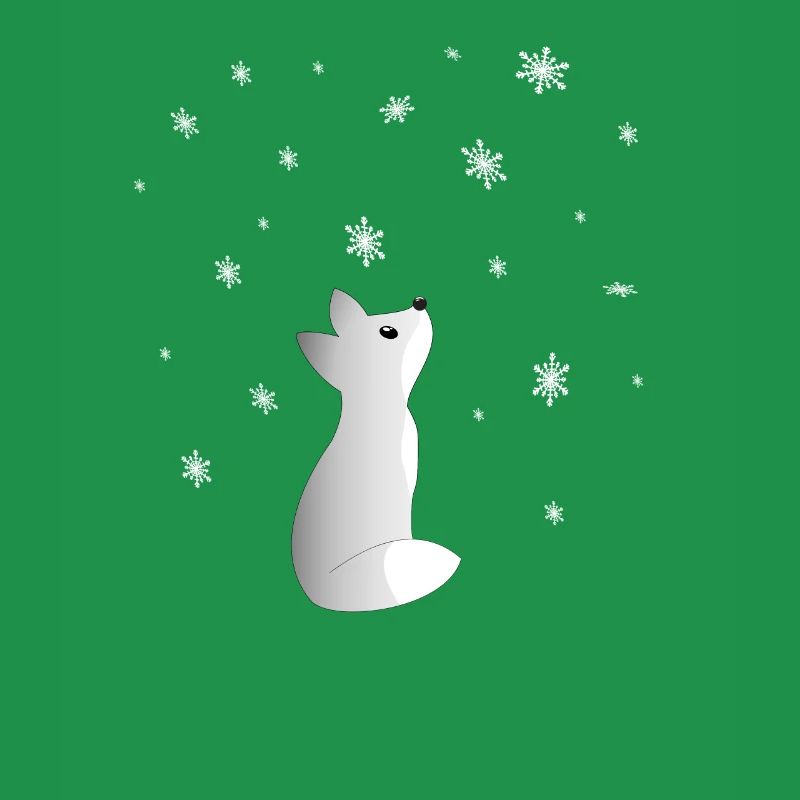 A Cute Snow Fox Watching Snowflakes Beautiful