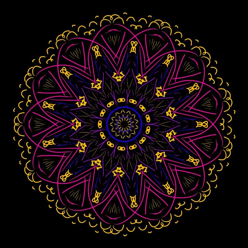 Glowing mandala in neon colors