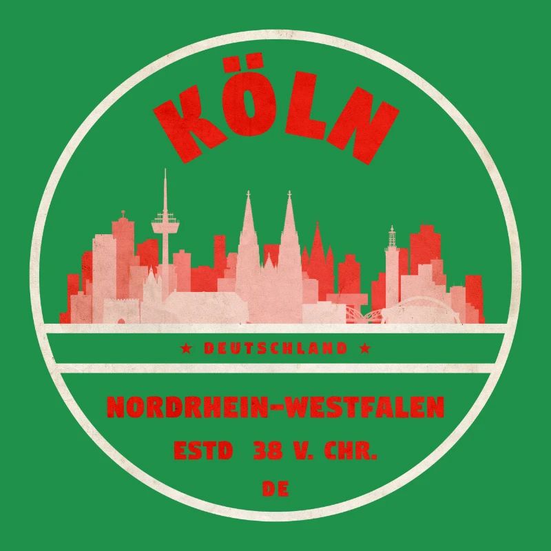 Cologne Skyline Retro Stamp