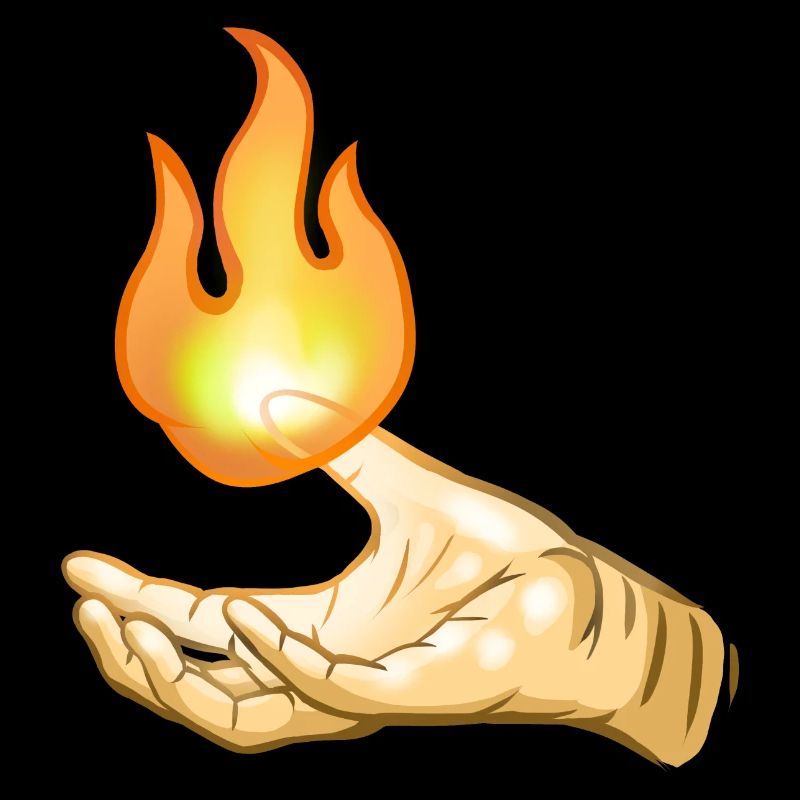 Flamme über der Hand