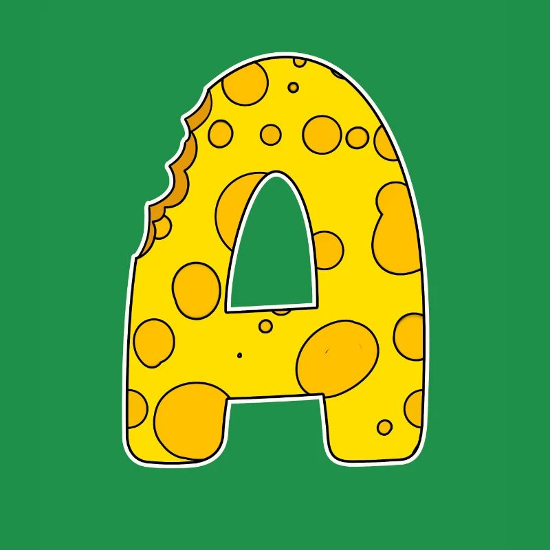 Lettre A - Lettre initiale A - Motif Fromage