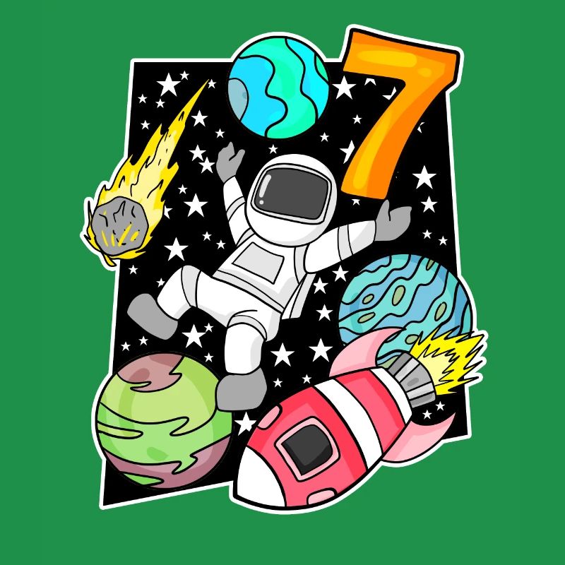 7 Geburtstag Junge Astronaut