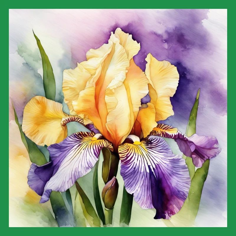 Iris iris violet orange | Conception à l’aquarelle