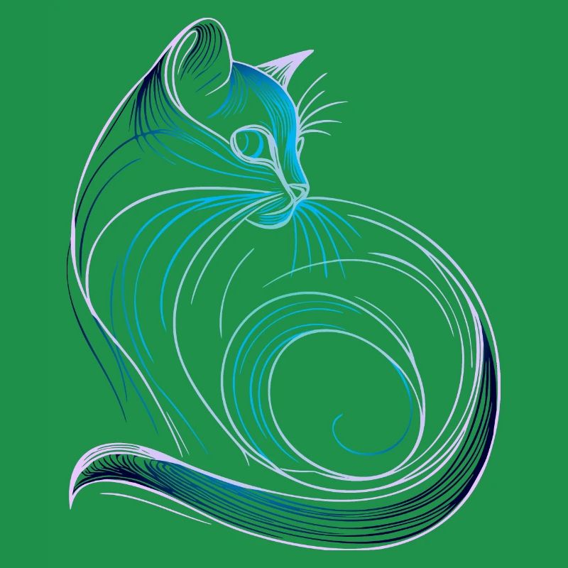 Cat style minimalist gradient blue