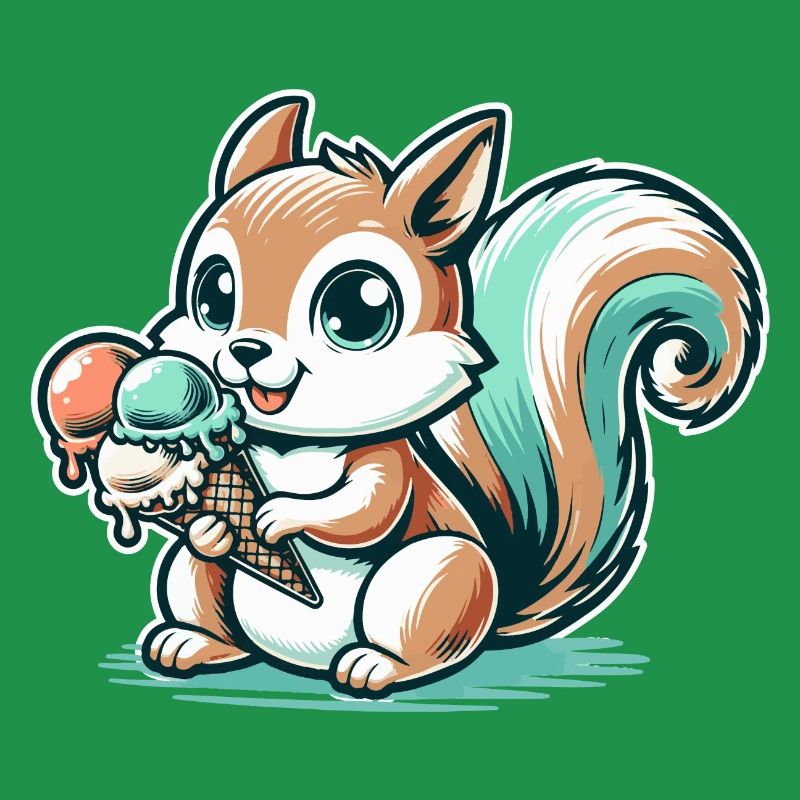 Écureuil de dessin animé mignon avec de la crème glacée
