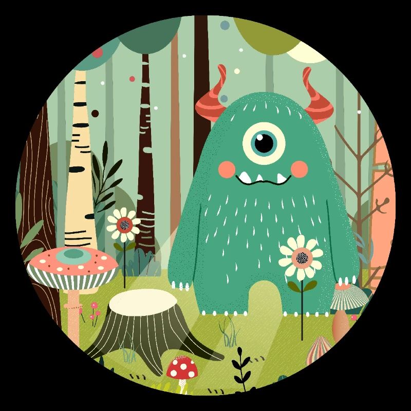 Monstre mignon dans la forêt magique