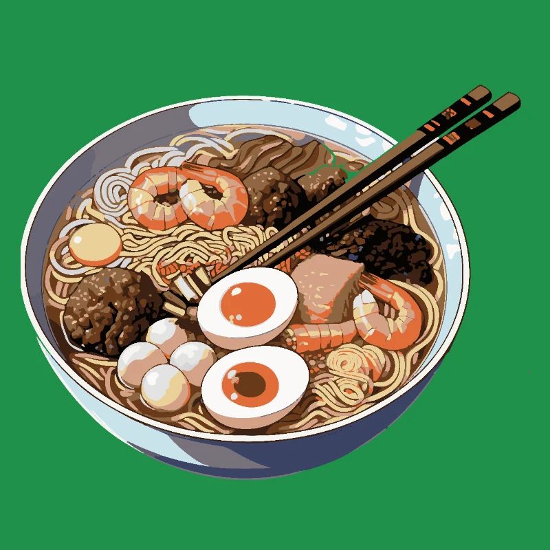 Ramen bowl with egg shrimp
