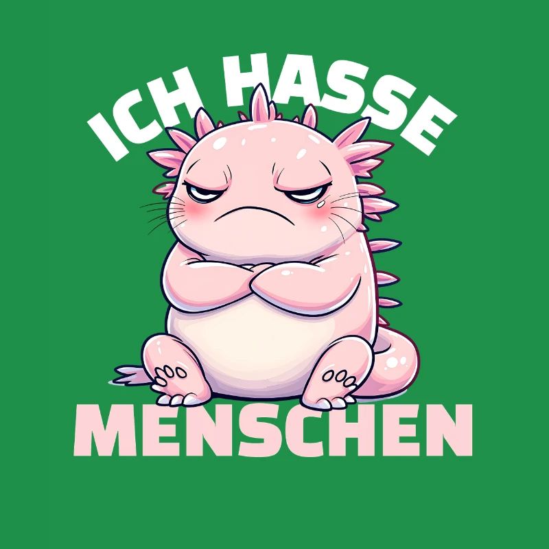 Grumpy pink axolotl for animal fans