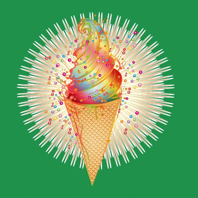 Fröhliches Softeis-Motiv mit Regenbogenfarben