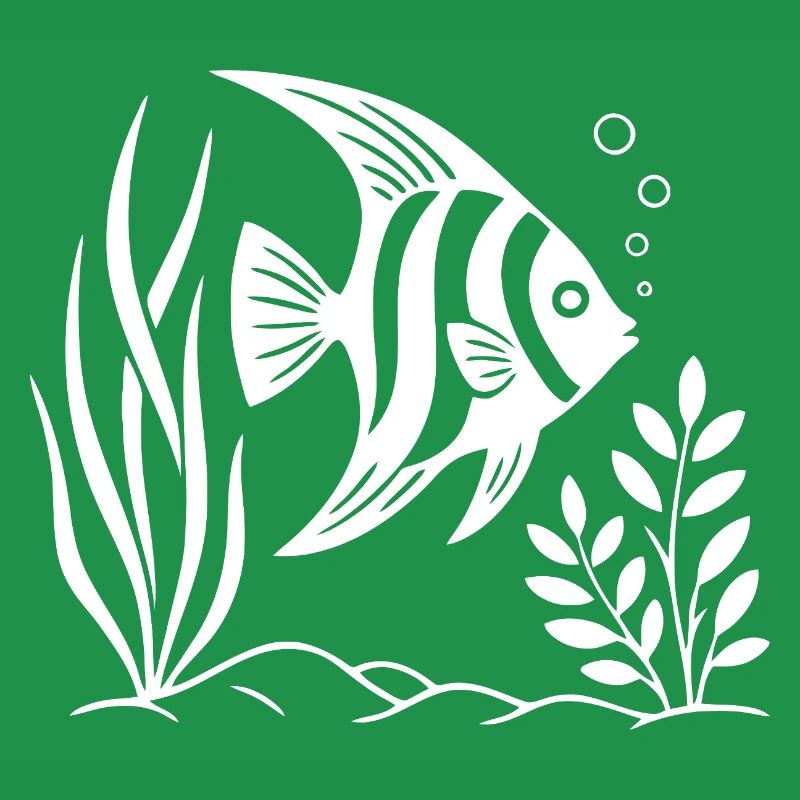 Black and White Tropical Fish Design