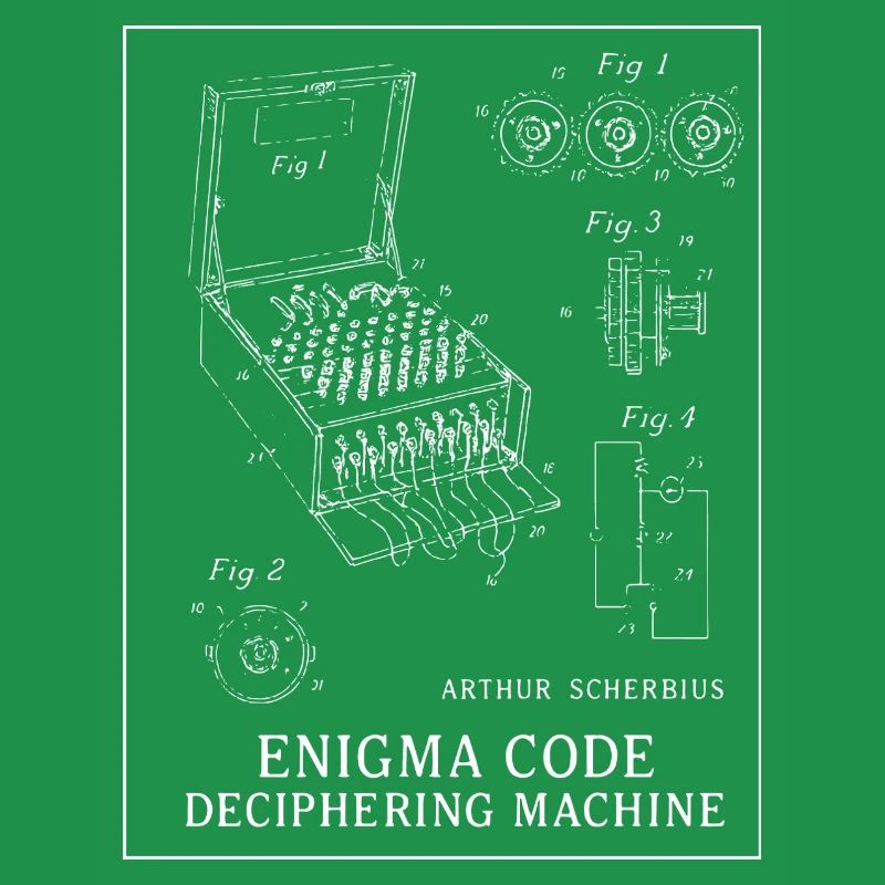 Enigma Code Deciphering Machine Illustration