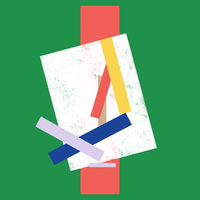 Abstract color block pattern distorted face