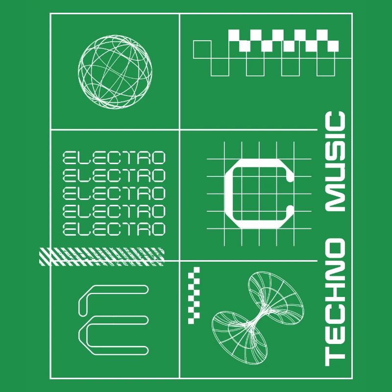 Affiche géométrique Elecotro Tech Grid Retro