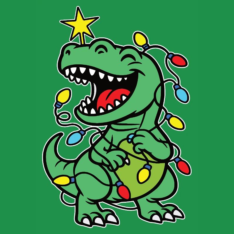 Stylish print with "Tree Rex" Dino Christmas tree