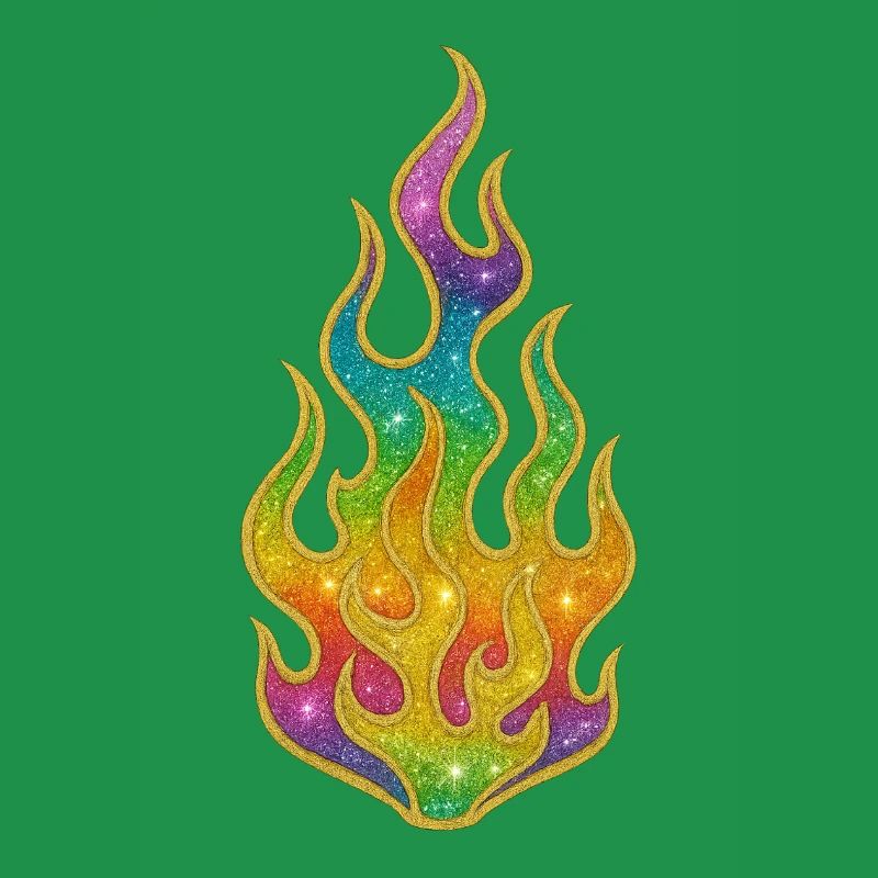Rainbow Flames Glitter