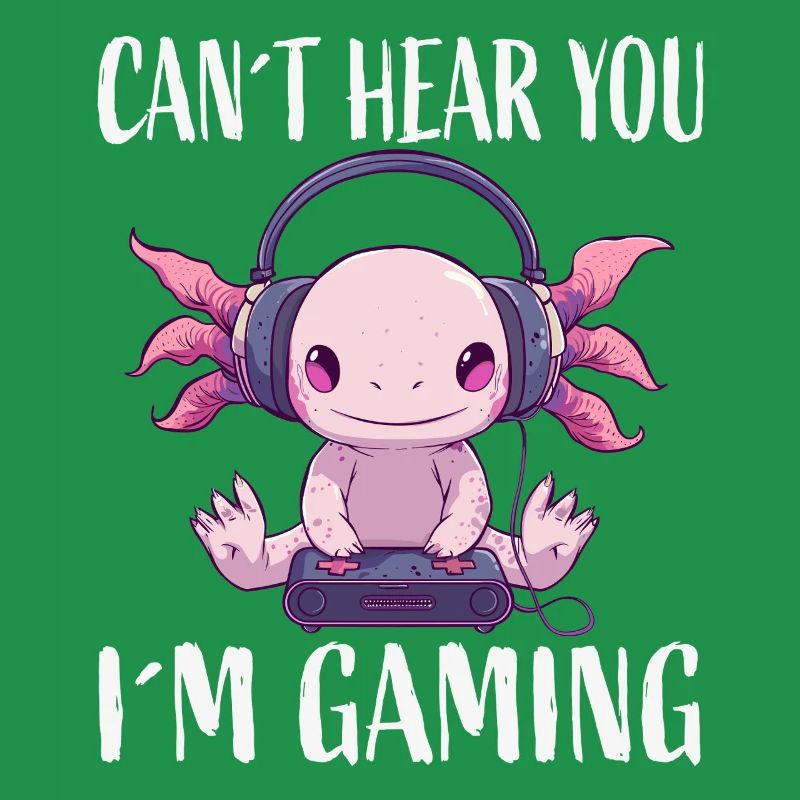 Gaming Axolotl mit Kopfhörern