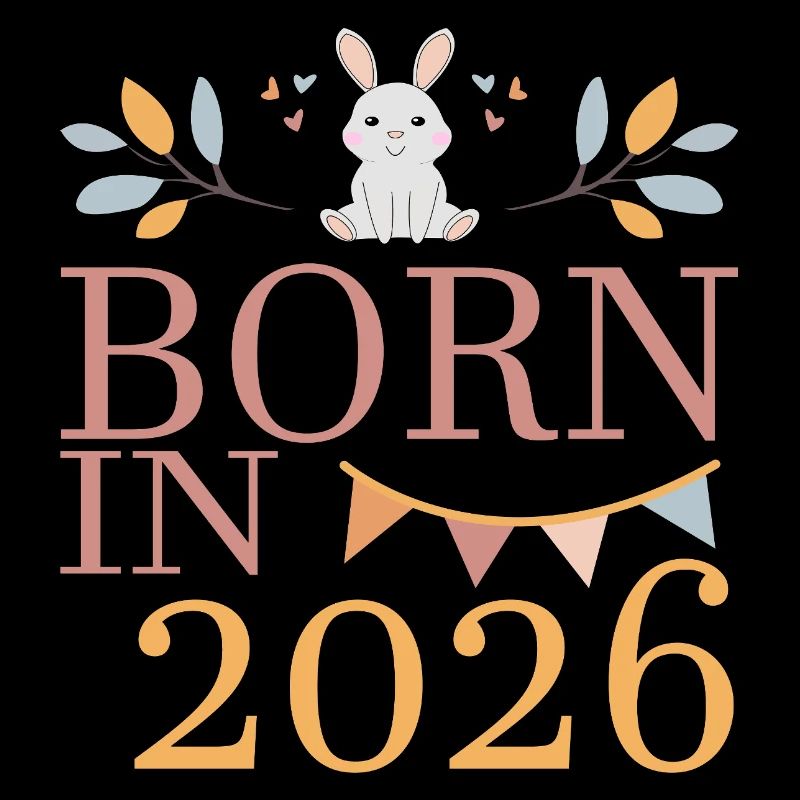 Bébé né en 2026 Né en 2026 Petit lapin mignon