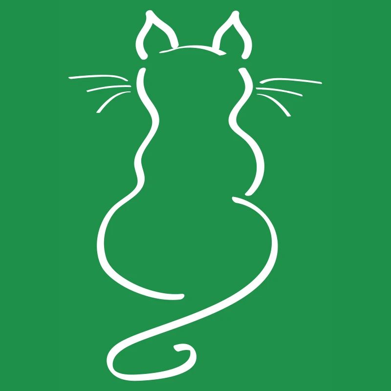 Cat Minimalist Line Back Plain Thick