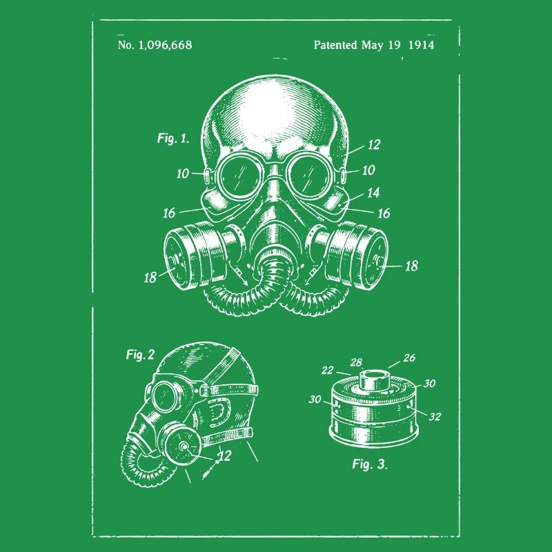 Illustration du plan du masque à gaz