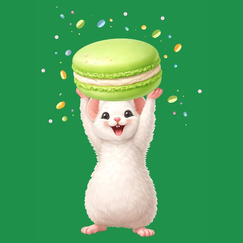 Cute mouse with green macaron