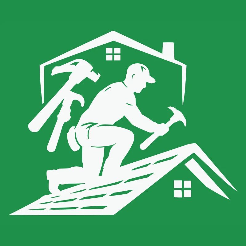 Dachdecker Silhouette am Dach
