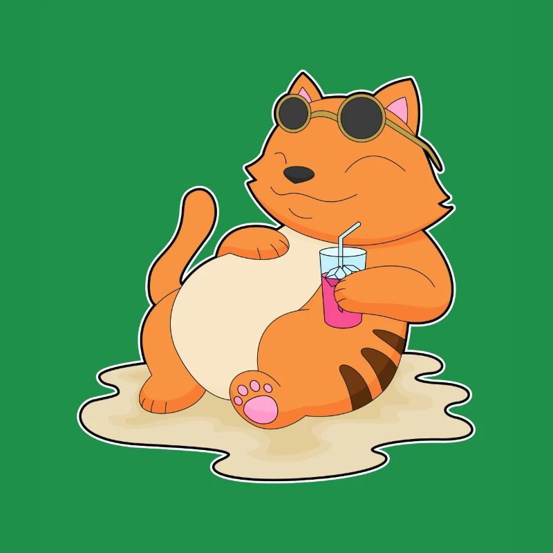 Cat Beach Drink Summer