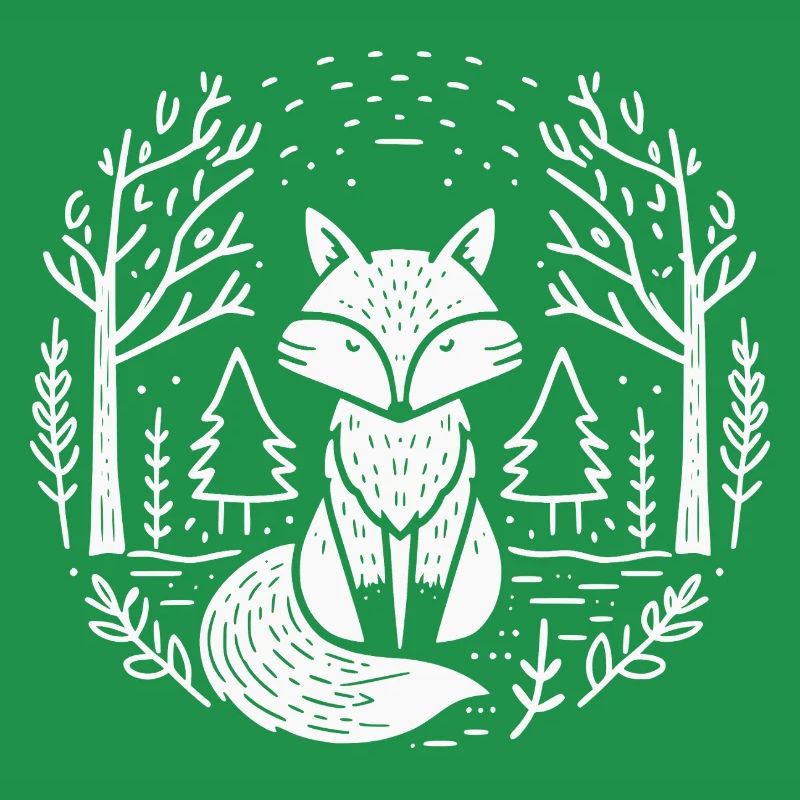 Fuchs im Wald Kreis Illustration
