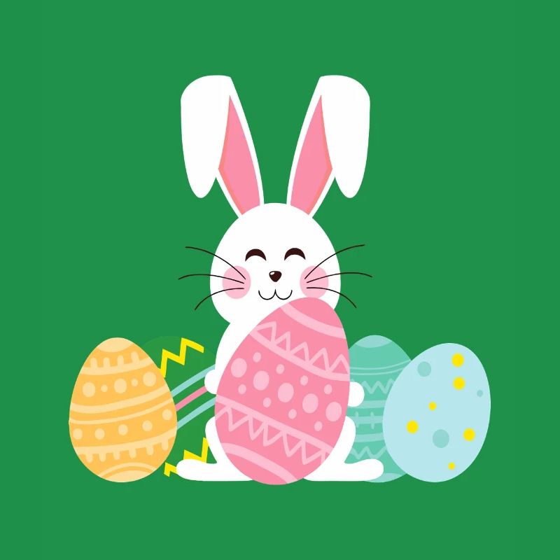 Pastel Easter Bunny with Eggs
