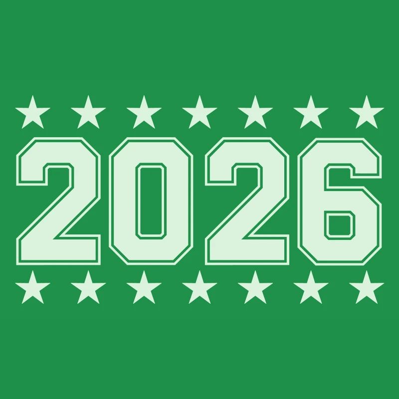 2026 Retro Blockschrift mit Sternen
