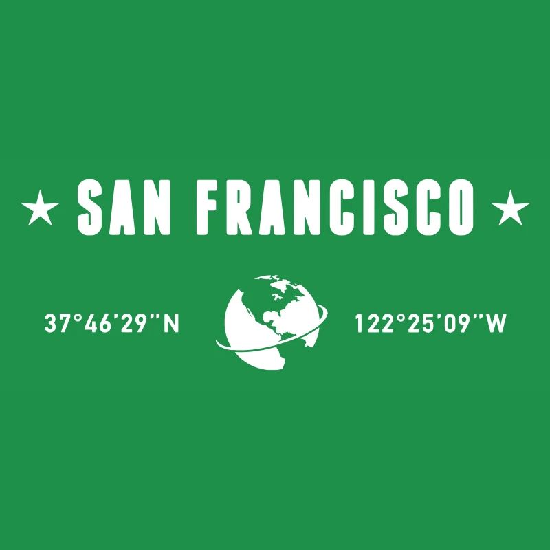 San Francisco Coordinates Planet Earth White