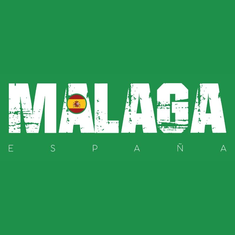 Malaga Distressed Text with Spain Flag