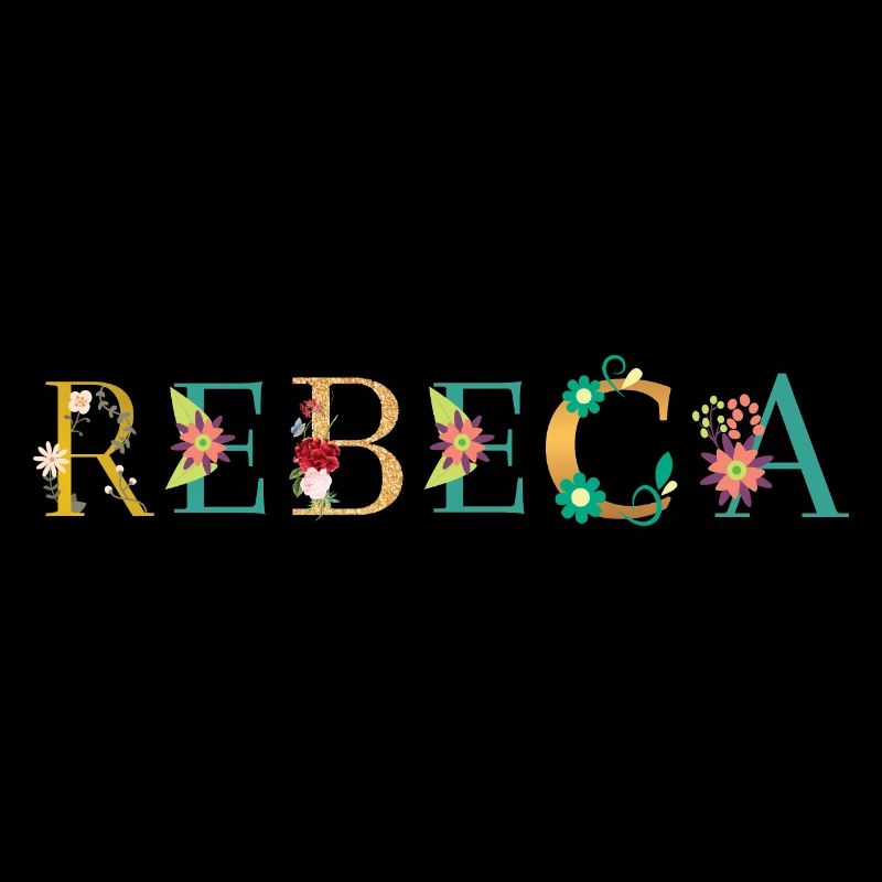 Le nom REBECA est décoré de fleurs